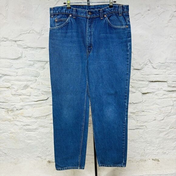 Vintage 80s Levi's 509 Straight Leg Orange Tab Jeans Made In USA Dark Wash 38x30 - Picture 1 of 7